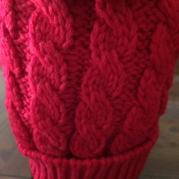 JUST COZY KNIT HAT BONNET.  ONE SIZE FITS.  COLOR: RED - Picture 2 of 3